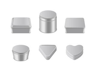 Metal box icon set vector realistic illustration