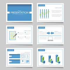 Template vector triangle blue set for brochure presentation   business.Slides horizontal of modern layout and brochure illustration   leaflet flyer design