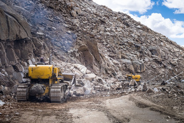 Landscapes of India country with the most dangerous road on the world. Mountains during a sunset or sunrise with golden sun. Himalayas amazing views. Indian Himalayas. Jammu and Kasmir state