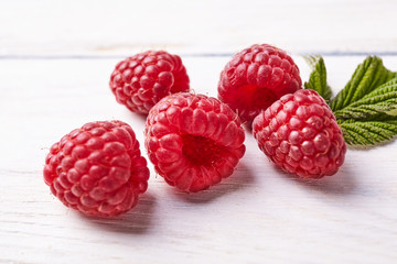Ripe fresh raspberry close up