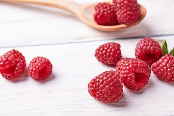 Ripe fresh raspberry close up