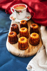 Canele is a small French pastry with rum and vanilla