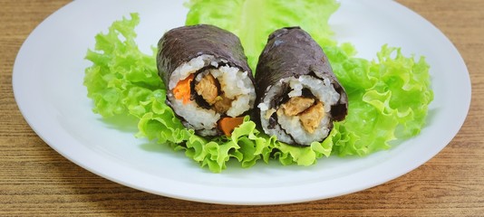 Japanese Rice Maki Sushi Roll Stuff with Tofu and Carrot