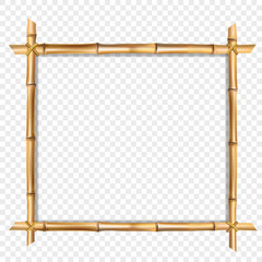 Square wooden border frame made of brown bamboo sticks