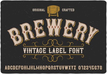 Vintage western label font named Brewery. Good typeface for any retro design like poster, t-shirt, label, logo etc. - obrazy, fototapety, plakaty