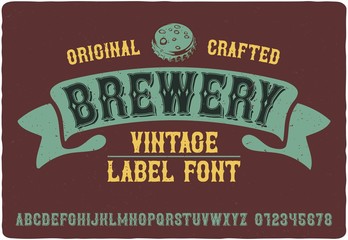 Vintage western label font named Brewery. Good typeface for any retro design like poster, t-shirt, label, logo etc.