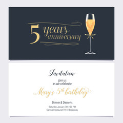 5 years anniversary invitation vector illustration