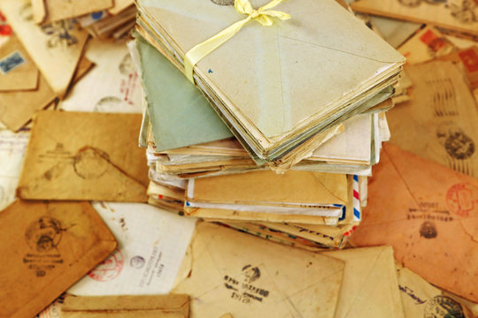 Stack of the paper mail letters of the wartime and other enelopes 20 centure
