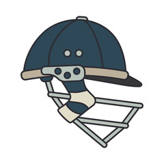 Color vector icon british cricket defense helmet. Sport equipment success symbol. Head protection. Athletic competition activity. Royal outdoor training team game. Retro style illustration and element