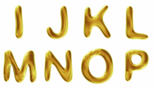 Alphabet from gold isolated on white background.
