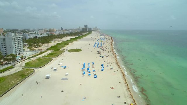 Forward motion aerial video Miami Beach shot with drone 4k