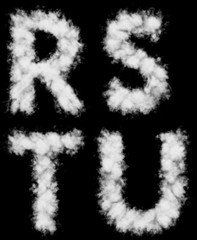 White R-U letters cloud shapes
