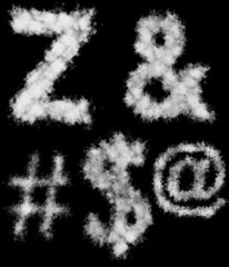 White letter Z and signs cloud shapes