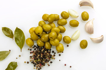 Olives garlic pepper Bay leaf