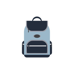 Blue school bag on white background. Vector illustrations.