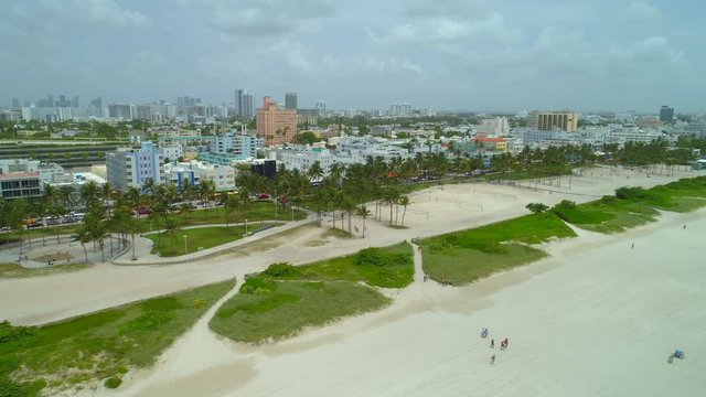 Miami south Beach Ocean Drive aerial drone video 4k
