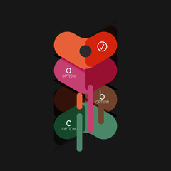 Flat design geometric infographics, arrow shape vector sticker or label, price tags, offer promotion badge, icon design, paper style layout for data graphic visualization step by step process, for