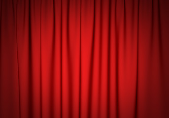 Closed red theater curtain background.