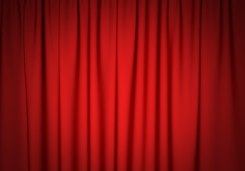 Closed red theater curtain background.