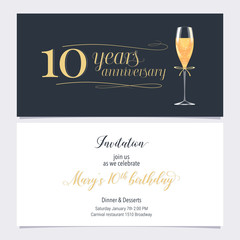 10 years anniversary invitation vector