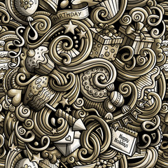 Cartoon cute doodles hand drawn Holidays seamless pattern