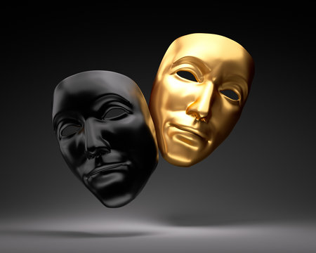 Schwarze und goldene Theatermaske