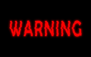 Warning glitch text. Anaglyph 3D effect. Technological retro background. Vector illustration. Creative web template. Flyer, poster layout. Computer program, console screen, retro arcade