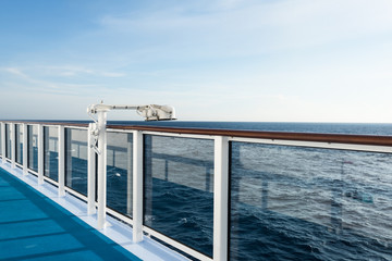 Fototapeta na wymiar open deck corridor of a cruise ship