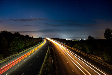 Fototapeta na wymiar Long exposure Photography of motorway traffic at night