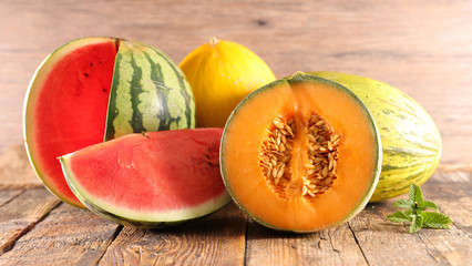 assorted melon and watermelon