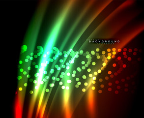 Neon glowing techno lines, hi-tech futuristic abstract background template with square shapes