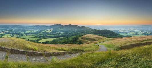 Malvern hills at sunrise. 