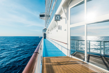 open deck corridor of a cruise ship