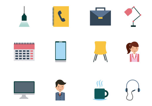 20 Colorful Office Icons