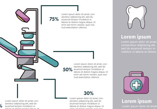 Blue and Pink Dental Chair Diagram Medical Infographic Layout