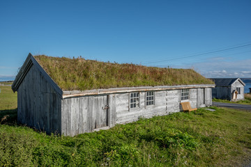 Fototapeta na wymiar Old houses from Pomor trade in Hamningberg in Finnmark, Norway
