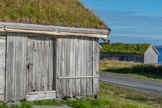 Close-Up of Weathered Pomor Trade House with Road and Ocean View, Hamningberg Ghost Town, Finnmark, Norway