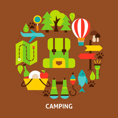 Camping Colorful Postcard