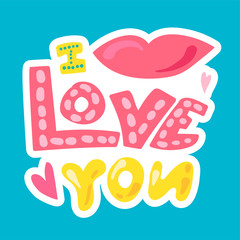 Vector Romantic Love Patch in doodle style