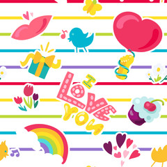 Vector Romantic Love Seamless Pattern