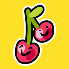 Sticker with cherry