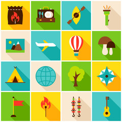 Summer Camp Colorful Icons