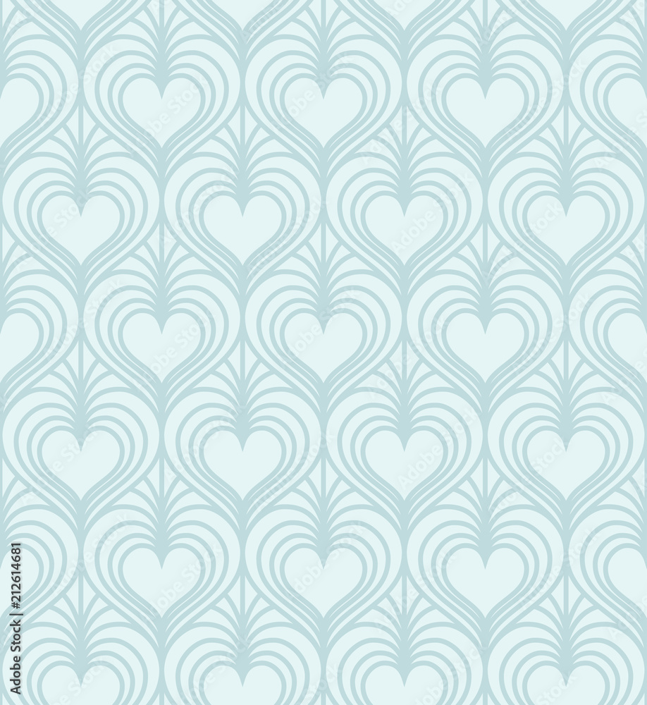Aufkleber Linear stylish seamless pattern with hearts. Vector illustration.