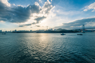 view of port of XiaMen in the evening time