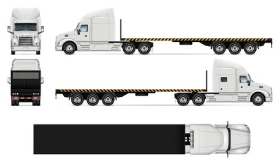 Flatbed truck realistic vector illustration