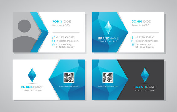 Modern Geometric Business Card With Photo