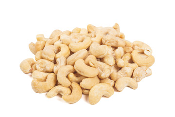 Pile of cashew isolated on the white background