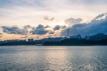 view of port of XiaMen in the evening time