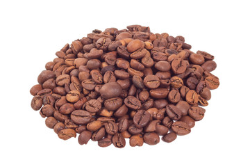 Heap of the coffee beans isolated on white background