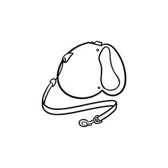 Automatic leash hand drawn outline doodle icon. Linear for dogs as safety dog walking and training concept. Vector sketch illustration for print, web, mobile and infographics on white background.